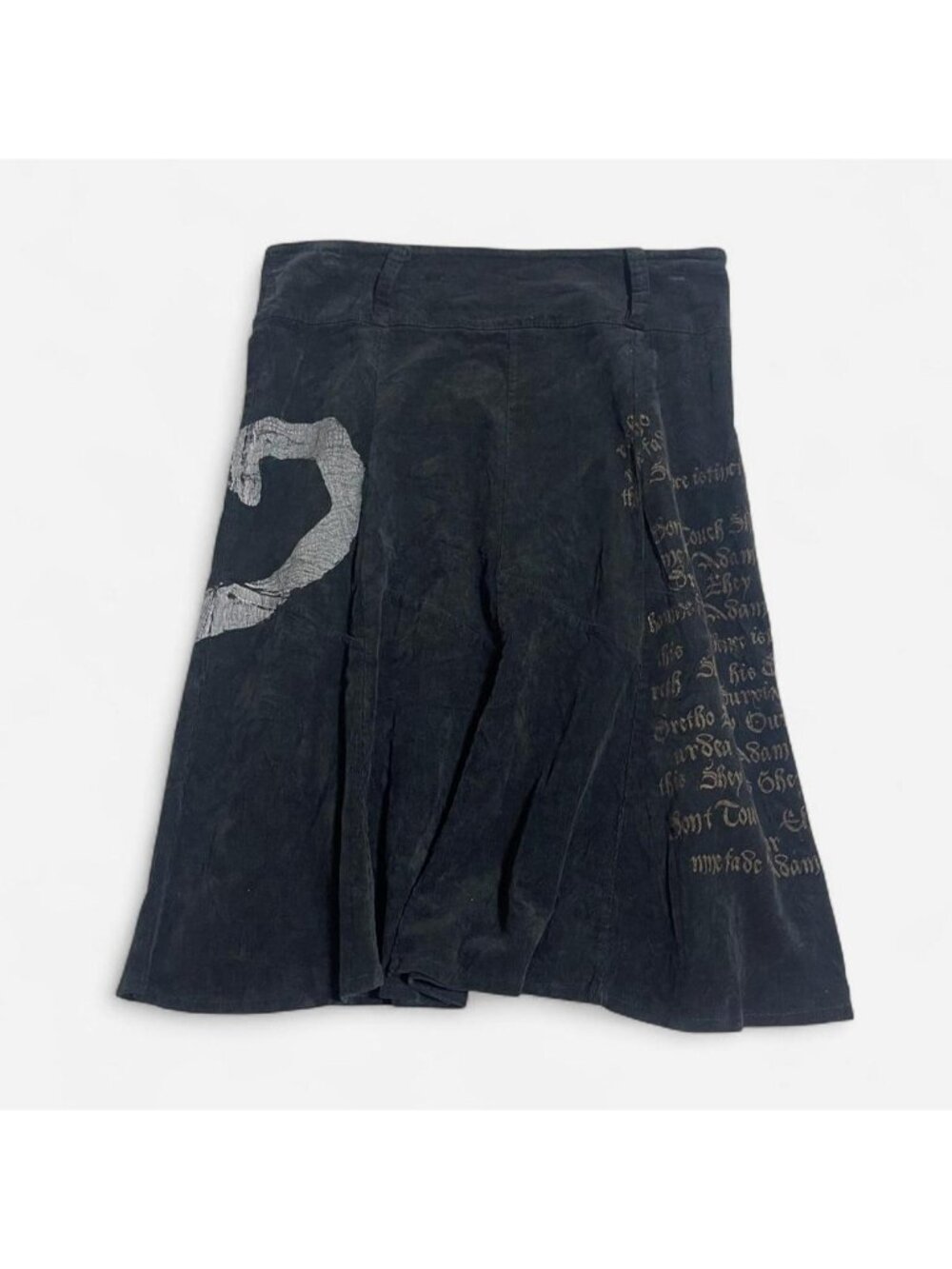 made in Italy Black mivro corduroy painted skirt